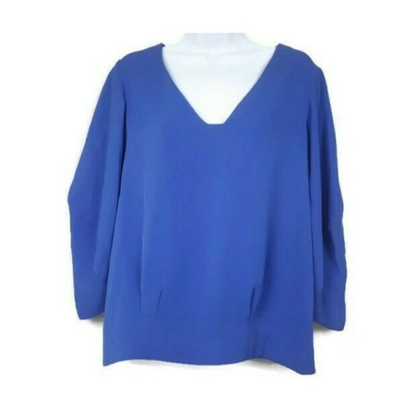 Diane Von Furstenberg Womens Pleated Silk Iliana Blouse Top Size 4 Periwinkle